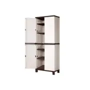 Outdoor Storage Cabinet Adjustable Lockable Tall Beige