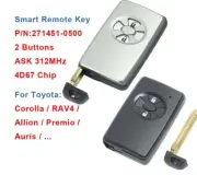 Smart Remote Car Key 2 Buttons 312MHz 4D67 Chip for Toyota Corolla RAV4 Allion