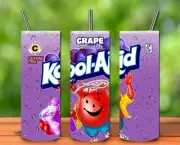 KOOL-AID GRAPE 20oz Skinny Insulated Custom Tumbler Lid Straw