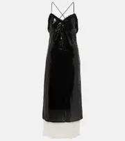 [Xu Zhi] Xu Zhi Sequined organza midi dress AU 14 black