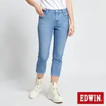 新品↘EDWIN JERSEY EJ2冰河玉直筒七分褲-女款 拔洗藍