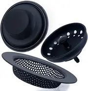 3 Pieces Kitchen Sink Stopper Strainer, 3 in 1 Kitchen Sink Basket Strainer, Universal Anti-Clogging Stainless Steel Sink Disposal Stopper, Perforated Basket Drain Filter Sieve