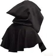 XUNQUCOM Halloween Cosplay Death Cape Short Hooded Cloak Wizard Witch Costumes Vampire Devil Wizard Black Cape Cowl Party Accessories