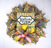 Welcome to our Home Easter Carrot Mesh Pancake Style Wreath Door Wall Decor