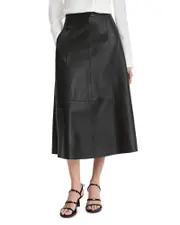 Vince Leather Midi Skirt