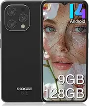 DOOGEE N55 Android Cell Phone, 6.56" HD+ 90Hz Display, 9GB RAM+128GB ROM/1TB Android Phone, 5150mAh Battery, Octa-Core, 13MP+8MP, Face Unlock, Widevine L1, OTG, Dual SIM, 4G LTE, ATT, T-Mobile(Black)