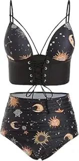 [Generic] Women's High Waisted Bikini Sets Two Piece Padded Retro Vintage Tummy Control Swimsuit Bathing Suit