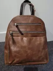 COLORADO Women's leather backpack bag, cognac brown, NEW with tags