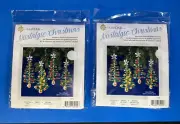 2 Nostalgic Christmas Beaded Crystal Ornament Christmas Tree Sets Make 8 Trees.