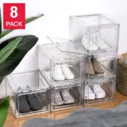 Stackable Shoe Box & Organizer, 8-Pack, Clear Plastic Storage - Free Shipping