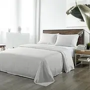 Royal Comfort Sheet Set 1000TC Bamboo Blend Ultra Soft Breathable Luxury, 1 x Flat Sheet, 1 x Fitted Sheet, 2 x Pillowcases (4 Pcs, King, Light Grey)