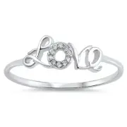 LOVE crystal sterling silver toe ring
