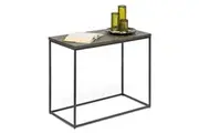 Black Sofa Side Table with Textured Wood Top