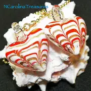 RETRO HEART RED/ORANGE GOLD WHITE GLASS CEILING FAN CHAIN LIGHT SWITCH PULL