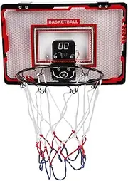 Wall Mount Basketball Hoop Indoor Wall Mounted Basketball Hoop Set with Electronic Scoreboard, Easy Assembly, UV Resistant, Basketball Hoop for Kids, Water Toy Option