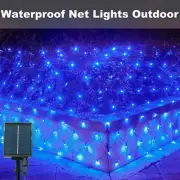 Solar Net Mesh String Lights Outdoor Waterproof 9.8ft x 6.6ft 200 LEDs Lamp Blue