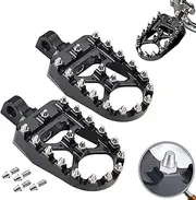 Offroad CNC Wide Foot Pegs for Harley Dyna Sportster FLFB FLSTF Iron 883 Softail Street Glide, 360 Degree Rotating MX Chopper Bobber Style (Black)