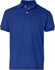 [Hanes] Youth 5.2 oz., 50/50 ComfortBlend EcoSmart Jersey Knit Polo (054Y)- DEEP ROYAL,L