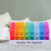 Monthly Pill Organizer Pill Case Pill Box Vitamin Sorter 31 Days AM PM Day Night