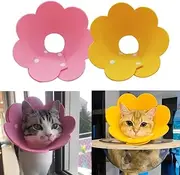 Adjustable Cat Recovery Collar - Cute Flower Neck Cone After Surgery, Set of 2 E-Collars for Kitten and Cats, S Size (2 pcs)