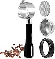 MZDMY 54mm Bottomless Portafilter with 3 Ear for 54mm Brevilles Sage Barista Espresso Machine -Complete Set with Dosing Funnel,Screen, & IMS Precision Basket (Black ABS Handle-1)