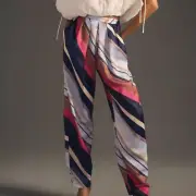 Anthropologie Maeve Women’s Blue Pink Balloon Classic Pants Size 4 Tall
