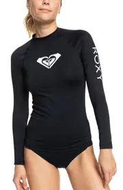 Roxy Whole Hearted Long Sleeve Rashguard in Anthracite at Nordstrom, Size Small
