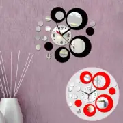 NEW Fashion Wall Clock Bedroom Living Room Mirror Big Flower Creative DIY