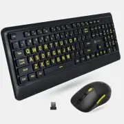 Large Print Keyboard and Mouse Wireless Combo - 4x Larger Oversize Letters fo