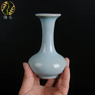 仿古汝窯古典風格小花瓶擺件插花花器創意陶瓷茶桌瓷瓶裝飾品擺設