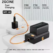 ZGCINE NPF-02 NP-F Battery Charger USB Type-C for Sony NP-F550 F750 F970 Battery