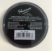 Shucare BLACK Shoe Polish Cream Restore Colour to Leather SHOES / BOOTS / BAGS