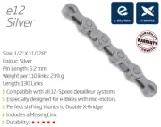 KMC E12 E-Bike Chain — 130 Links / Silver —AUS STOCK— Bike Road MTB Drivetrain