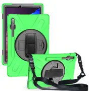 For Samsung Galaxy Tab S8+ Plus (2022)/Tab S7+ Plus (2020) Case, Shielding Cover, Shoulder+Hand Strap, Green