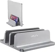 JARLINK (Upgraded Dock Version) Vertical Laptop Stand, Double Desktop Stand Adjustable Laptop Holder (up to 17.3") Compatible for All MacBook Pro/Air/Microsoft Surface/Gaming Laptops/Lenovo (Gray)