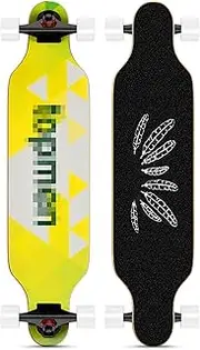 Sports Longboard Skateboard, 41" 9-Layer Maple Wood Four-Wheel Flat Lemon Tea Pattern All-Around Board Suitable for Professional Skateboarders Adults