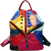 [Generic] Leather Laptop Backpack - Leather Laptop Patchwork Work Bookbag,Casual Daypacks, Anti-theft Bag Purse, Fashion Schoolbag For Students