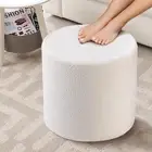 Round Pouf Ottoman and Foot Rest, Soft Boucle Footstool Ottomans for Living R...