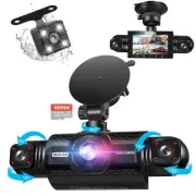 4 Channel Dash Cam 360° View, 1080P Front and Rear Inside, Left Right Dash Ca...