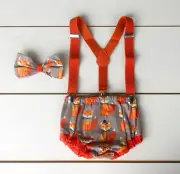 Fox Print Print Cake Smash Outfit First Birthday Outfit -Woodland