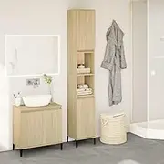 Sonoma Oak Engineered Wood Bathroom Cabinet, 30x30x190 cm Storage Organizer for Toiletries & Linens