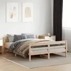 wooden bed frame double size solid pine plywood headboard 137x187 cm 2786