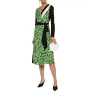 DIANE VON FURSTENBERG DVF 'Maureen' leaf print silk wrap dress US 6 AUS 10 NWT