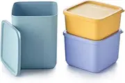 [Tupperware] Essentials Cubix Storage Box 3-Pieces Set, Yellow/Purple/Blue