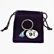 Key Chain Silver Tone Platform 9 3/4 Kings Crossing Station Hat