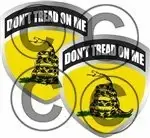 2- 2.5" x 3" Gadsden shield flag SET badge decal sticker don't don't tread on me