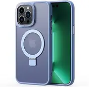 Magnetic Case Compatible with iPhone 13 Pro Max,Translucent Matte Back Non-Slip Phone Cover Protective Shockproof with Stand,Sierra Blue