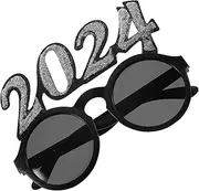 FELTECHELECTR 2024 Happy New Year Party Favors Camera Posing Props Decorative Sunglasses Graduation Party Eyeglasses New Year Costume Accessory New Year Party Glasses Ac Lens New Year's Eve