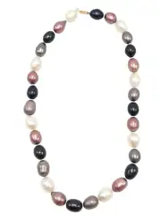 14K Freshwater Multi Color Pearl Necklace From HSN Marked 14K GSJ 18 Inches
