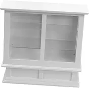 Totority Miniature Cabinet Model Wooden Mini Store Cupboard Doll House Decoration 1:12 Scale White Mini Cake Display